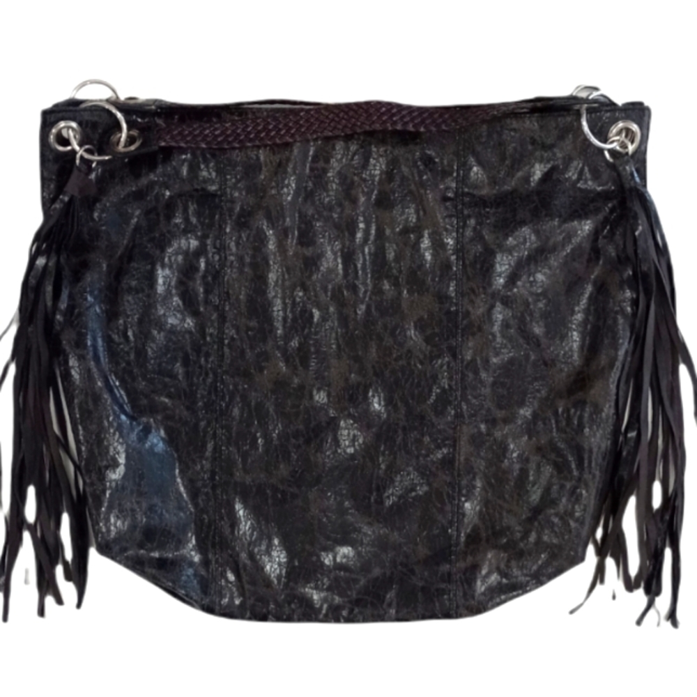 HOBO BAG w/ Braided Straps and Fringe decor on each side